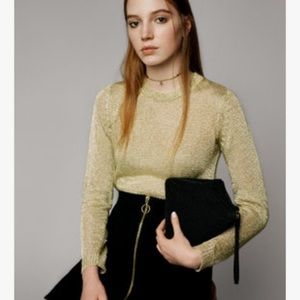 💕Topshop metallic yarn long sleeve crop top